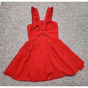 Minuet Red Mini Dress Womens Medium Junior Ruffle Coquette Flowy NWT